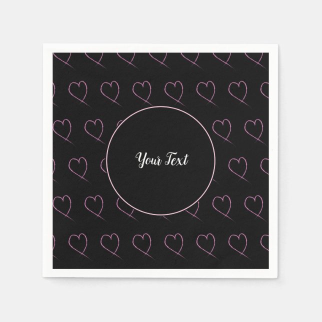 Valentines Day Party Scribble Hearts Napkin (Front)