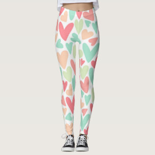 Valentine's Day Pastel Hearts Leggings