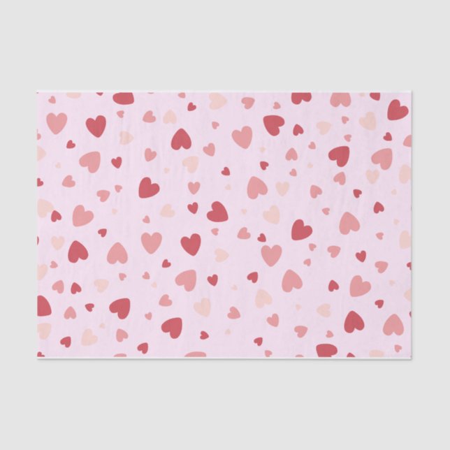 Valentine's Day Pastel Red and Pink Hearts  Tissue Paper (Front)