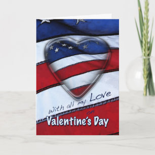 Valentine's Day Patriotic Heart Holiday Card