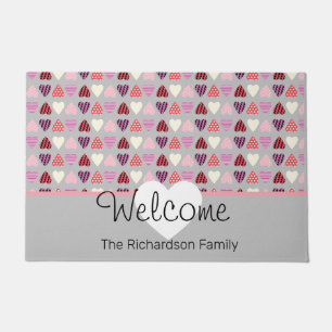 Valentines Day Pattern Hearts Cute  Grey Doormat