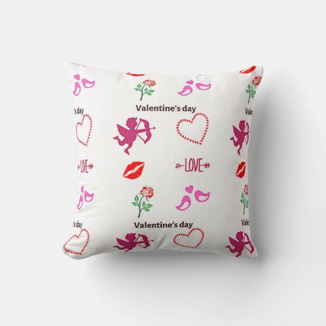 Valentine's day pattern on white cushion (Front)