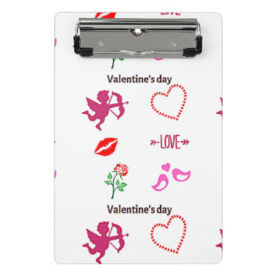 Valentine's day pattern on white mini clipboard