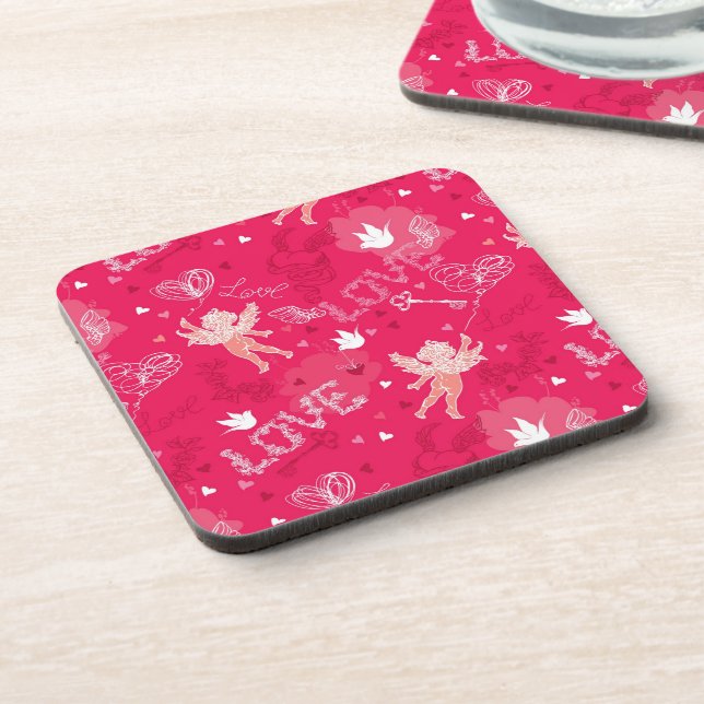Valentine's Day  Pattern With Cupid Coaster (Left Side)