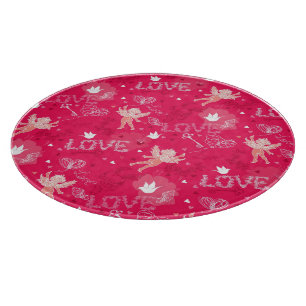 Valentine's Day  Pattern With Cupid Cutting Board