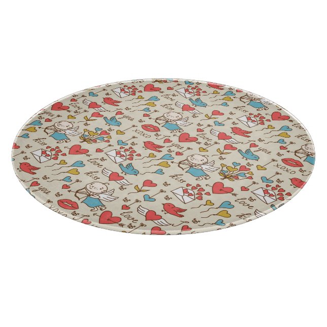 Valentine's Day Pattern with Cupid Cutting Board (Corner)