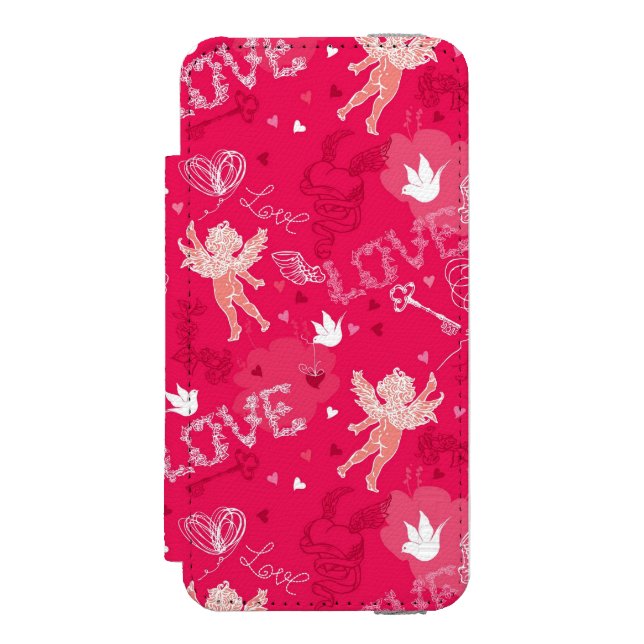Valentine's Day  Pattern With Cupid Incipio iPhone Wallet Case (Folio Front)