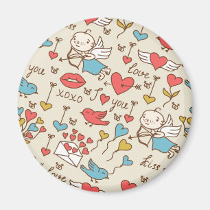 Valentine's Day Pattern with Cupid Magnet