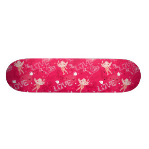 Valentine's Day Pattern With Cupid Skateboard
