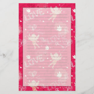Valentine's Day Pattern With Cupid Stationery