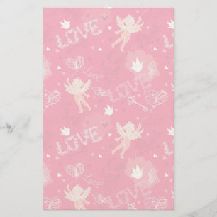 Valentine's Day  Pattern With Cupid Stationery
