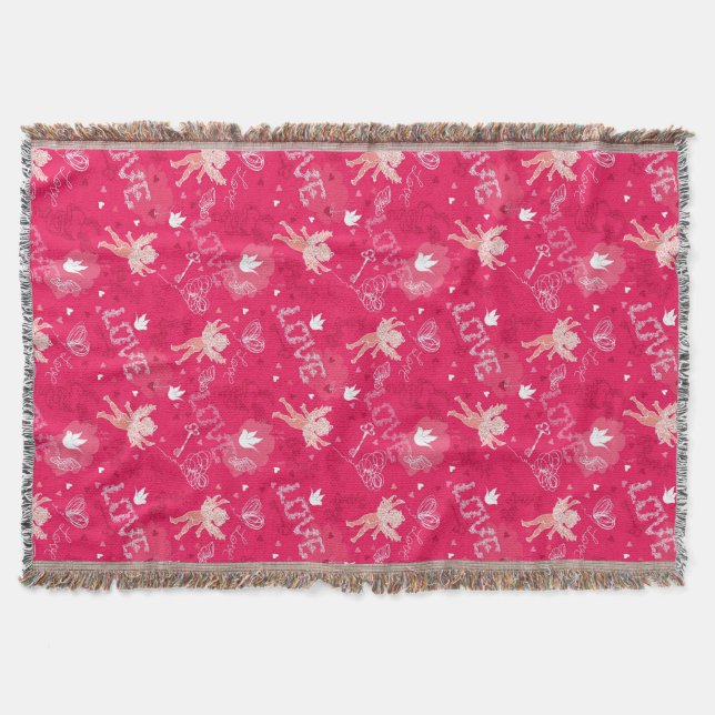 Valentine's Day  Pattern With Cupid Throw Blanket (Front)