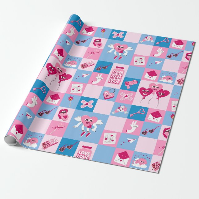 Valentines Day pattern Wrapping Paper (Unrolled)