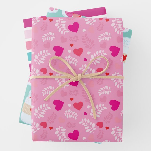Valentine's Day Pattern Wrapping Paper Sheet (In situ)