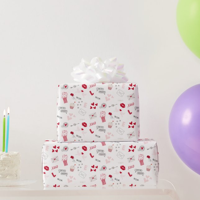 Valentine's Day Patterned Wrapping Paper (Party Gifts)