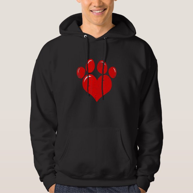 Valentine's Day Paw Print Heart Dog Cat Owner Cute Hoodie (Front)