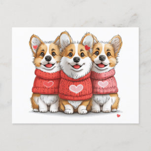 Valentines Day Pembroke Welsh Corgi Dogs Postcard