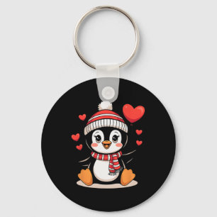 Valentine's Day Penguin Heart Balloon Cute Key Ring