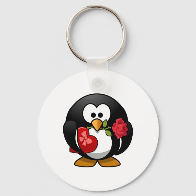 Valentine's Day Penguin Key Ring (Front)