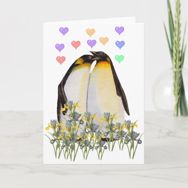 Valentine's Day Penguins Holiday Card (Front)