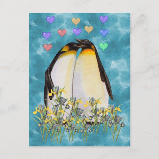 Valentine's Day Penguins Holiday Postcard (Front)