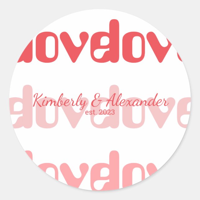 Valentine's Day Personalised Couple Classic Round Sticker (Front)