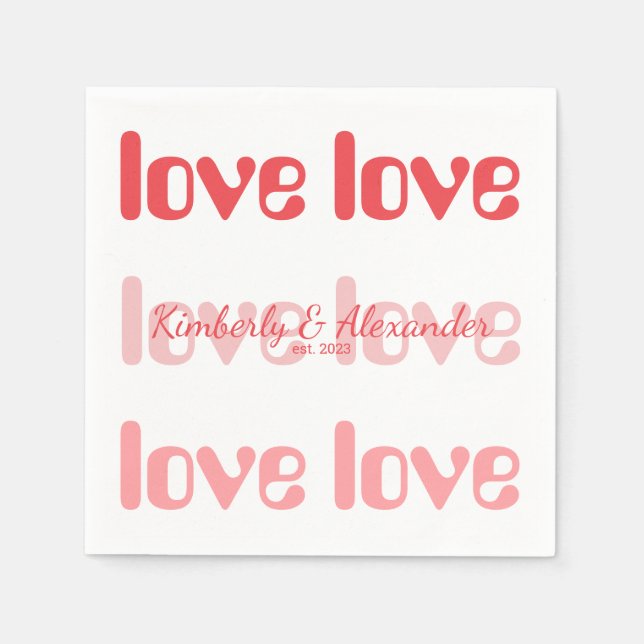 Valentine's Day Personalised Couple Napkin (Front)