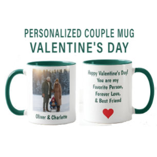 Valentine's Day Personalized Photo & Name Couple Mug