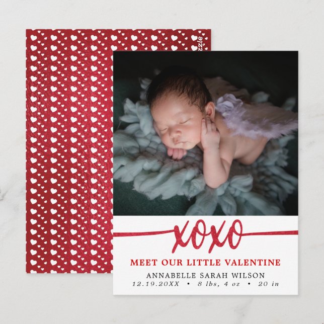 Valentine's Day Photo Birth  Announcement Postcard (Front/Back)