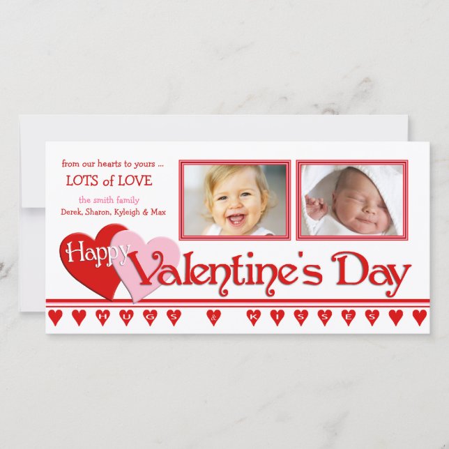 Valentine's Day Photo Cards - Family 2 Frames (Front)