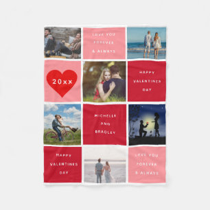 Valentine's Day Photo Collage Gift Fleece Blanket