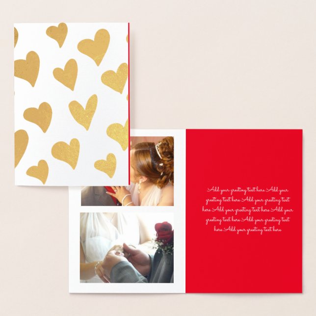 Valentines Day Photo Doodle Hearts Collage Foil Card (Display)
