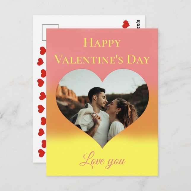 Valentine's Day Photo Heart Postcard (Front/Back)