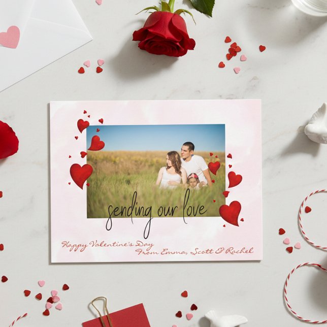 Valentine's Day Photo Template Sending Our Love Postcard (Creator Uploaded)