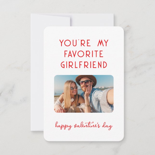 Valentines Day Photo You're My Favourite Girlfrien Card (Front)