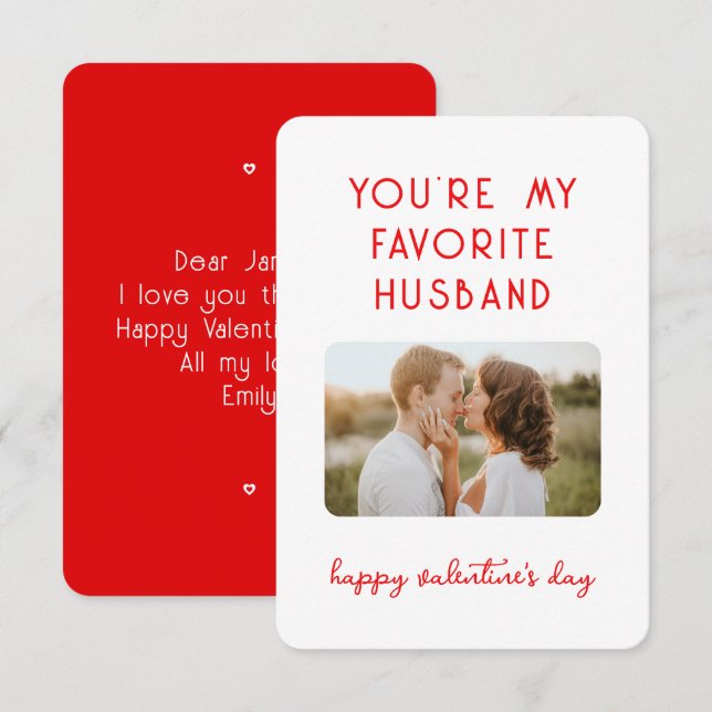 Valentine's Day Photo You're My Favourite Husband Card (Front/Back)