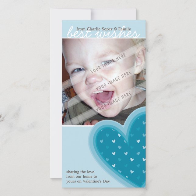 VALENTINE'S DAY PHOTOCARD :: funky hearts 4P Holiday Card (Front)