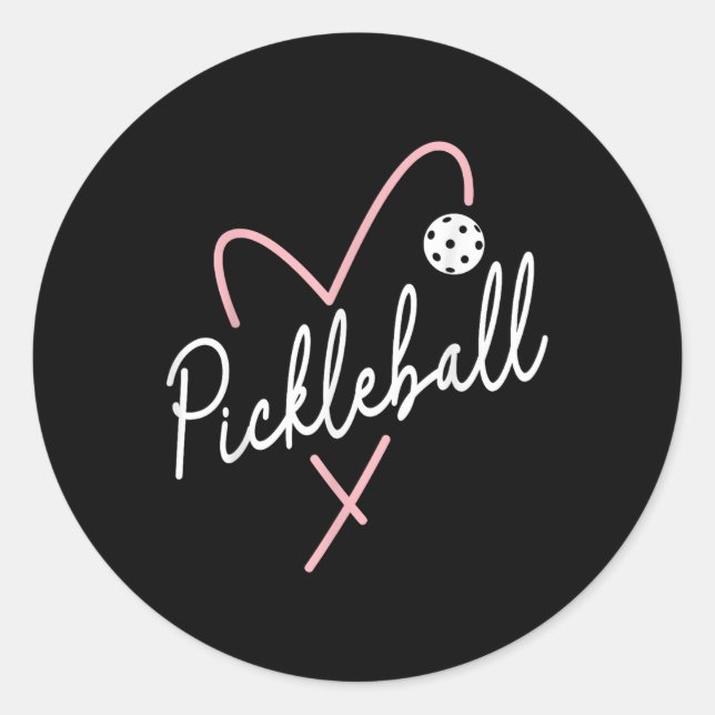 Valentines Day Pickleball Heart Funny Heart Shape  Classic Round Sticker (Front)
