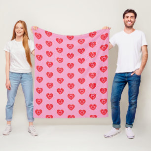 Valentines Day Pink and Red Two Toned Heart Fleece Blanket
