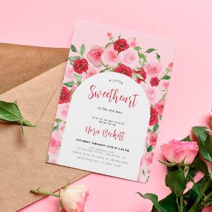 Valentine's Day Pink Floral Arch Baby Shower  Invitation