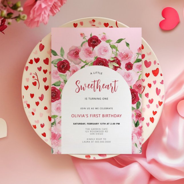 Valentine's Day Pink Floral Arch Birthday Invitation (Creator Uploaded)
