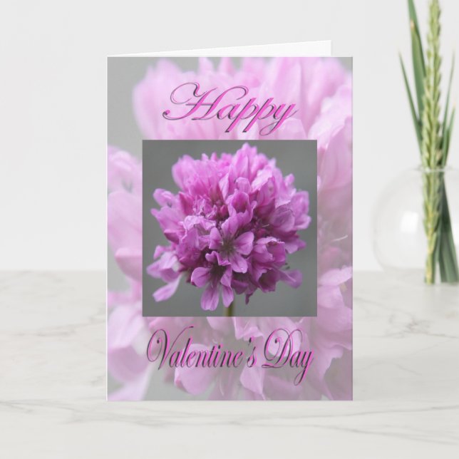 Valentines Day Pink Flower Holiday Card (Front)
