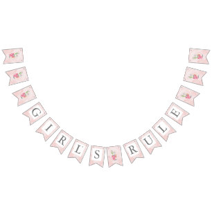 Valentines Day Pink Girl's Rule Heart Cactus Bunting