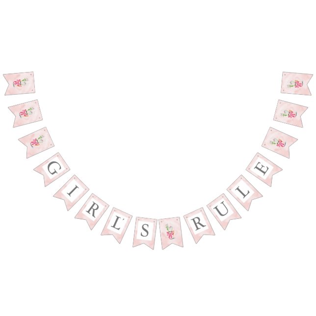 Valentines Day Pink Girl's Rule Heart Cactus Bunting (All)