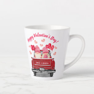 Valentine's Day Pink Gnomes Vintage Red Truck Love Latte Mug
