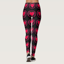 Valentine's Day Pink Heart in relief Yoga Leggings