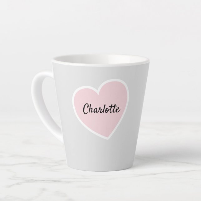 Valentine's day pink heart latte mug (Left Angle)