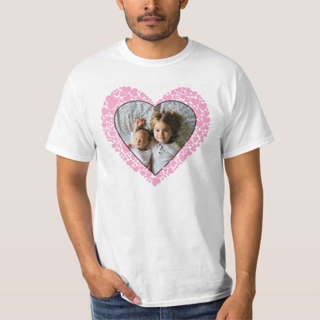 Valentine's Day Pink heart with photo T-Shirt (Front)
