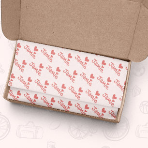 Valentines Day Pink Hearts Pattern Tissue Paper