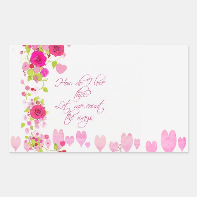 Valentines Day Pink Hearts Roses Vintage Sticker (Front)